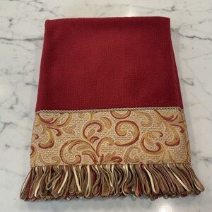 Sherry Kline Red Swirled Paisley Embellished Hand Towel 100% velour cotton India